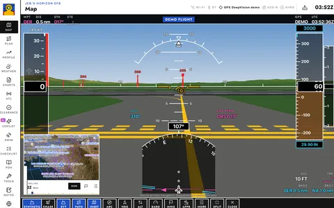 Lined up on the runway in synthetic vision