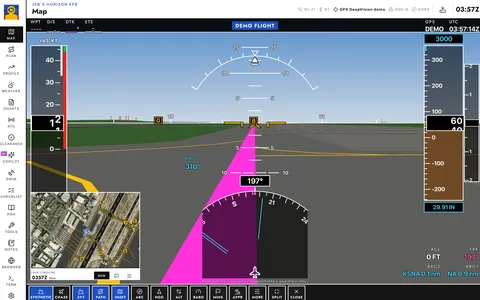 The magenta taxi path in synthetic vision